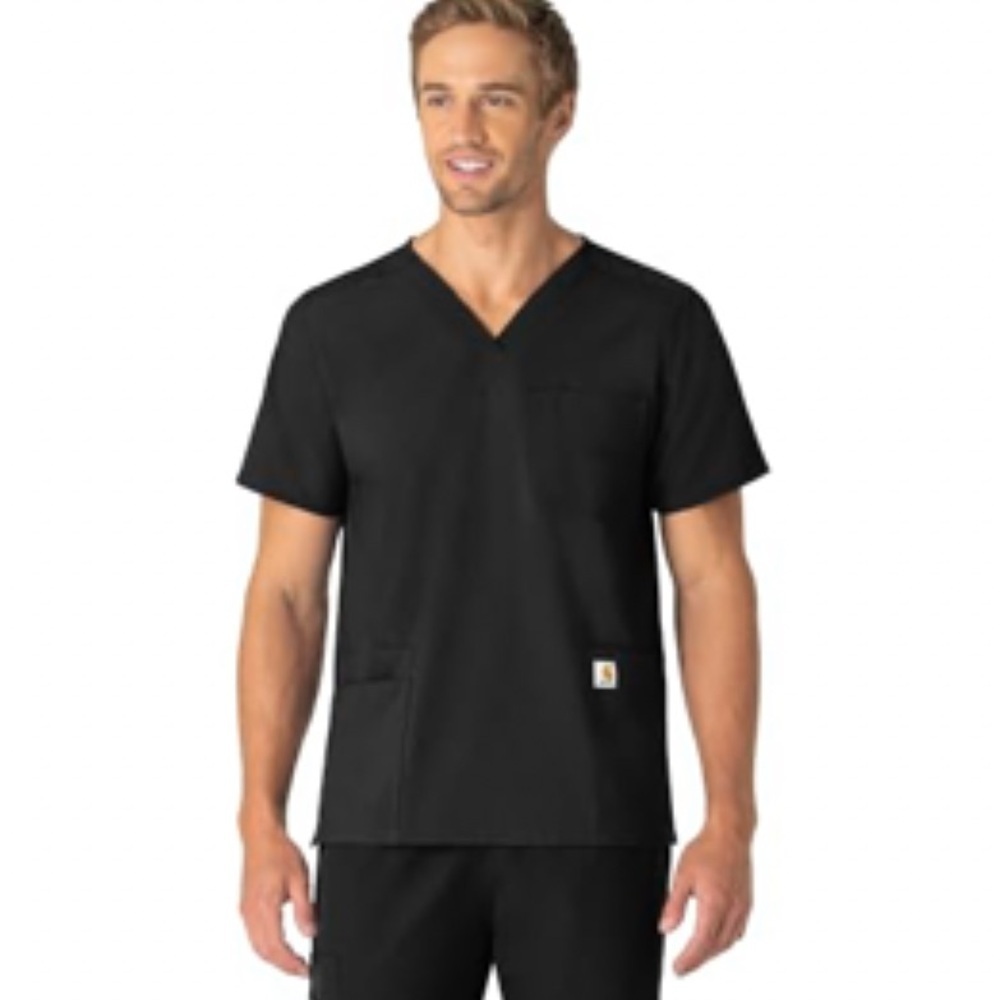 NWT Carhartt Unisex V-Neck 6-Pocket Scrub Top, Black Sz XL